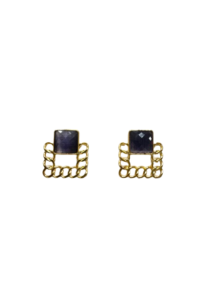 Square Link Cats eye earrings