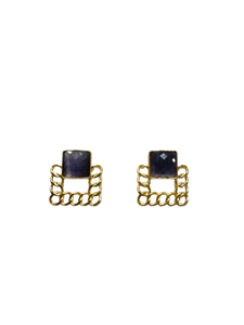 Square Link Cats eye earrings