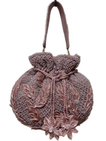 Load image into Gallery viewer, Averie Floral Beaded Drawstring Evening Bag – Embroidered Party Purse
