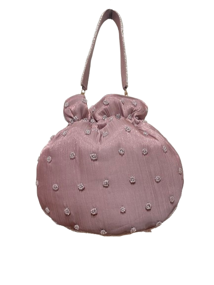 Averie Floral Beaded Drawstring Evening Bag – Embroidered Party Purse