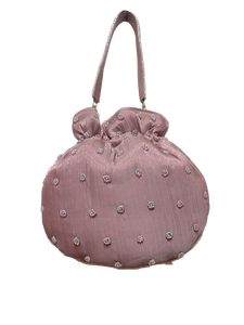 Averie Floral Beaded Drawstring Evening Bag – Embroidered Party Purse