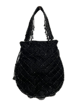 Load image into Gallery viewer, Velvet Rose Floral Beaded Drawstring Bag – Embroidered Evening Purse
