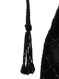 Velvet Rose Floral Beaded Drawstring Bag – Embroidered Evening Purse