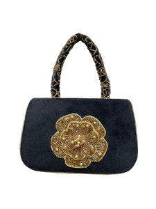 Giada Velvet Beaded Floral Mini Purse – Embroidered Evening Bag