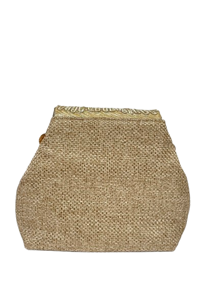 Solene Jute & Golden Metalwork Flap Bag