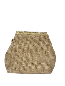 Solene Jute & Golden Metalwork Flap Bag