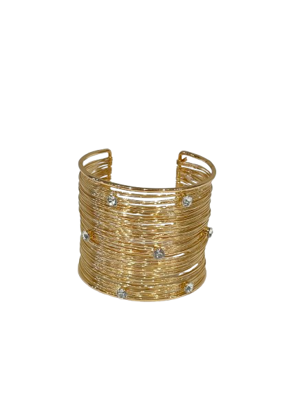 Aurora Wire Wrap Wide Cuff Bracelet with CZ