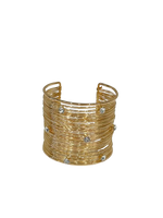 Load image into Gallery viewer, Aurora Wire Wrap Wide Cuff Bracelet with CZ
