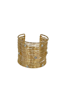 Aurora Wire Wrap Wide Cuff Bracelet with CZ