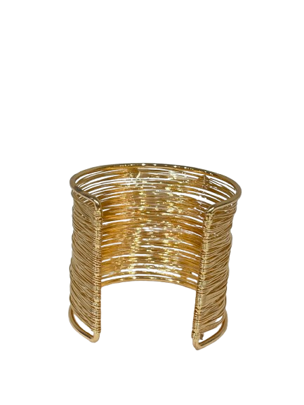 Aurora Wire Wrap Wide Cuff Bracelet with CZ