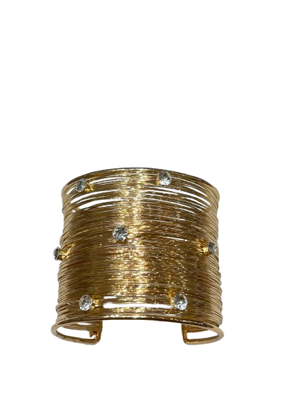 Aurora Wire Wrap Wide Cuff Bracelet with CZ