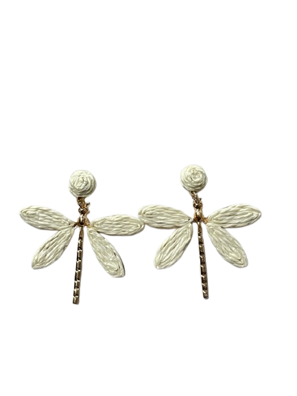 Raffia Straw Dragonfly Earrings