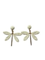 Load image into Gallery viewer, Raffia Straw Dragonfly Earrings
