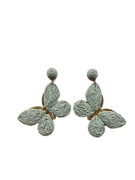 Raya Raffia Butterfly Earrings – Straw Boho Statement Jewelry
