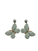 Load image into Gallery viewer, Raya Raffia Butterfly Earrings – Straw Boho Statement Jewelry
