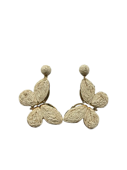 Raya Raffia Butterfly Earrings – Straw Boho Statement Jewelry
