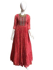 Deepti Pink Floral Anarkali Gown with Dupatta