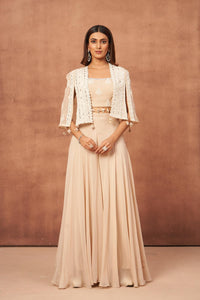 Pink Champagne Mirrorwork Cape Set