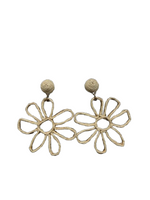 Load image into Gallery viewer, Raffia Open Flower Earrings
